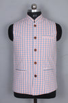 Blue, Orange And White Check Men's Jacket