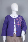 Natural Dyed Hand Embroidered Navy Blue Womens Jacket