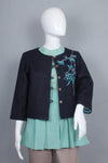 Natural Dyed Hand Embroidered Black Womens Jacket