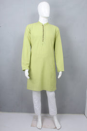 Green Full Sleeves Long Kurta with Luppi Button
