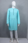 Cyan Full Sleeves Long Kurta with Luppi Button