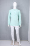Light Green Striped Full Sleeves Short Kurta