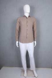 Beige and Brown Check Full Shirt