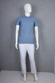 Sky Blue Check Polo T-Shirt