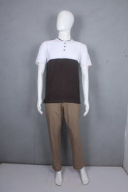 White and Brown Polo T-shirt