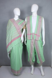 Green Aahar Joda with Pink Dobby Border WOSADC210076-REDDDM210030