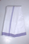 White Dobby Dhoti Dupatta with Iris Purple Border