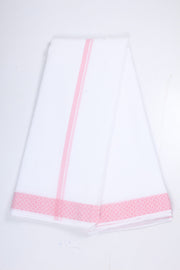 White Dobby Dhoti Dupatta with Red Border