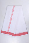 White Dobby Dhoti Dupatta with Red Border