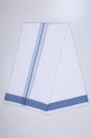 White Dobby Dhoti Dupatta with Blue Border