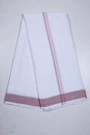 White Dobby Dhoti Dupatta with Mauve Purple Border