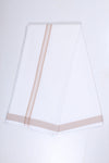 White Self Check Dhoti Dupatta with Bread Brown Border
