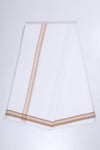 White Self Check Dhoti Dupatta with Brown Border