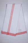 White Plain Dhoti Dupatta with Crimson Red Border