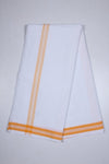 White Plain Dhoti Dupatta with Bright Orange Border