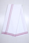 White Dhoti Dupatta with Purple Border