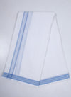 White Plain Dhoti Dupatta with Blue Border