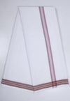 White Plain Dhoti Dupatta with Brown Border