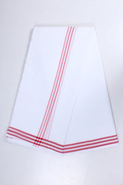 White Dhoti Dupatta with Imperial Red Border