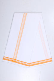 White Dhoti Dupatta with Orange Border