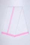 White Plane Dhoti Dupatta with Pink Border