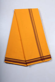 Saffron Yellow Dhoti Dupatta with Amber Brown Border