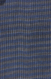 Black Self Line Check Fabric With Blue Strips