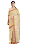 Blonde Yellow Saree with Golden Zari, Red and Yellow Border