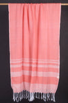 Pastel Red Twill Stole with White Stripes