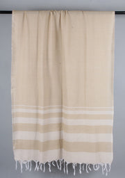 Oat Tan Stole with White Stripes