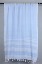 Serenity Blue Stole with White Stripes